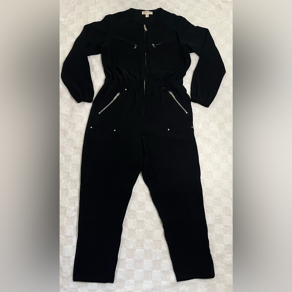 Women’s MICHAEL MICHAEL KORS Cady Utility Jumpsuit in Black • Large